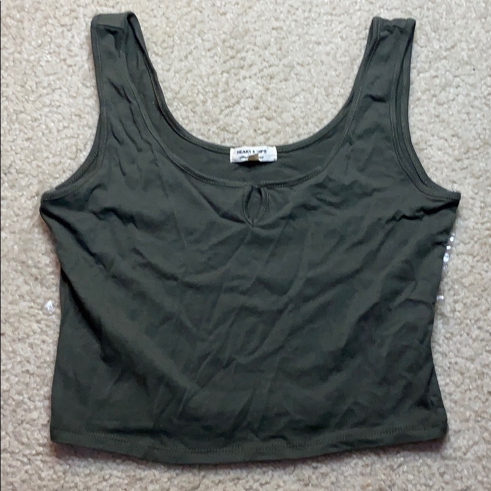 Olive Green Crop Top . Size: Medium .